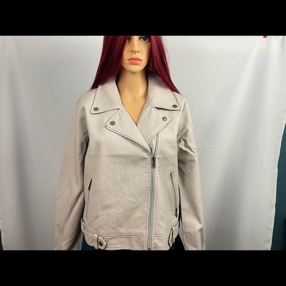 Juniors' Faux-Leather Moto Jacket, - Picture 5 of 9